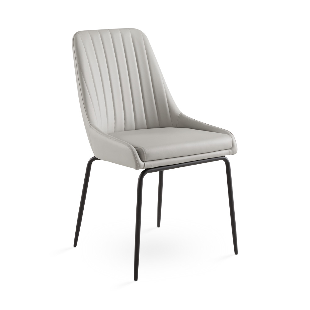 Moira Black Dining Chair: Light Grey Leatherette